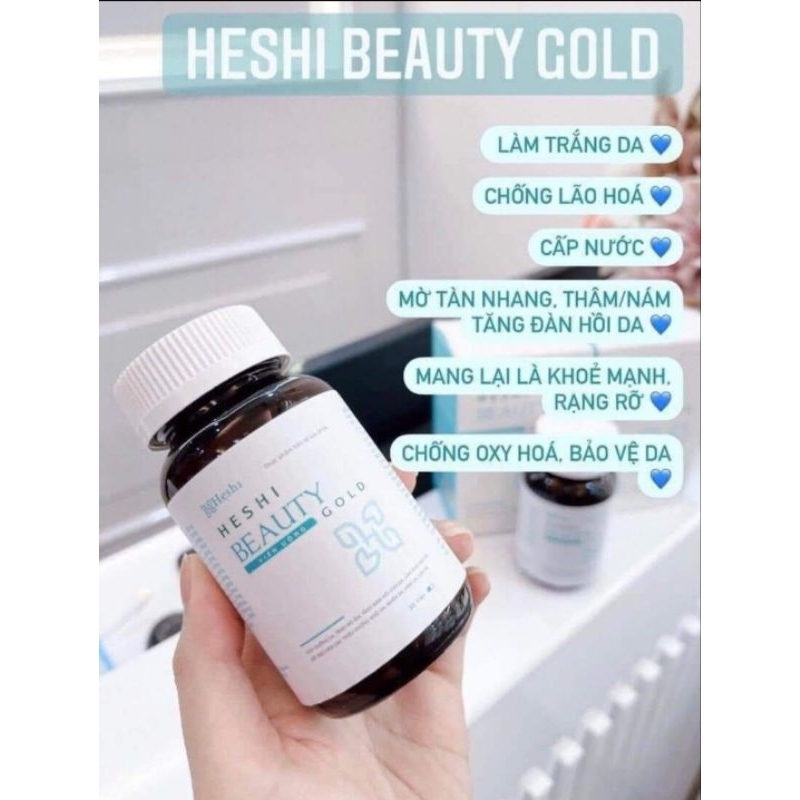 Viên Uống Trắng Da Heshi Beauty Gold Đẹp Da, Giảm Nám, Tàn Nhang, Mụn