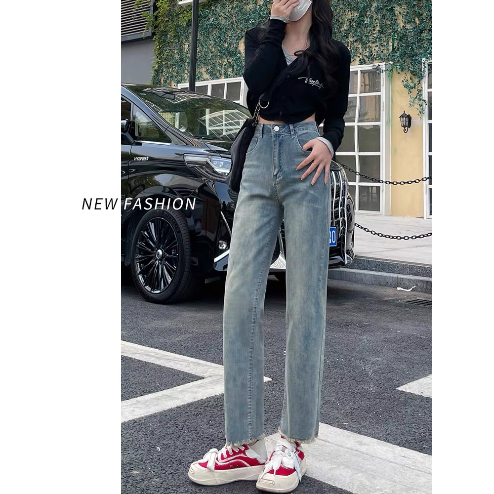 Quần jeans ống đứng, quần bò nữ ống đứng có tua rua dưới gấu phong cách hàn hè HT 27 | BigBuy360 - bigbuy360.vn