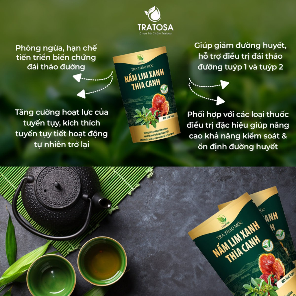 Trà Nấm Lim Xanh Thìa Canh Tratosa - Trà Hỗ Trợ Giảm Tiểu Đường Và Ổn Định Đường Huyết Chính Hãng