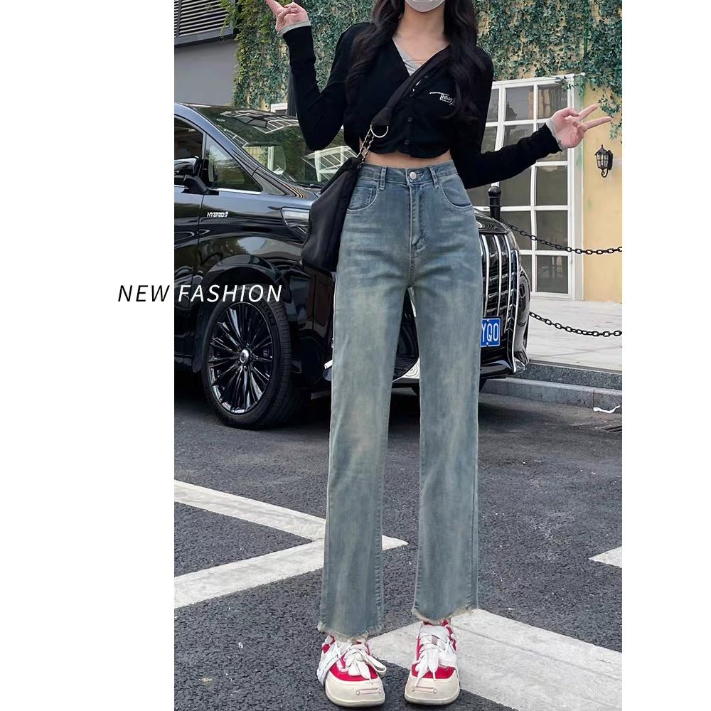 Quần jeans ống đứng, quần bò nữ ống đứng có tua rua dưới gấu phong cách hàn hè HT 27 | BigBuy360 - bigbuy360.vn