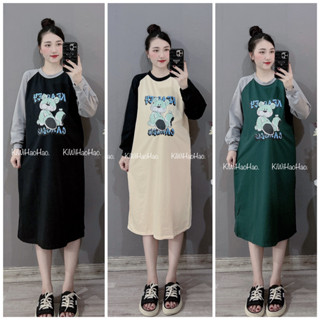 Đầm bầu mùa đông , váy bầu mùa thu cotton gấu chữ dáng dài chất đẹp sịn xò cho mẹ bầu