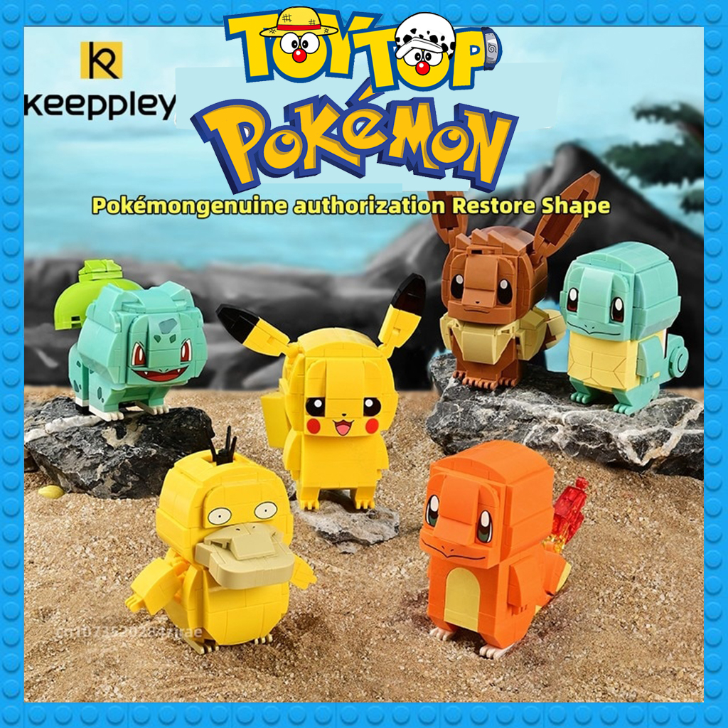 [1 con] Đồ chơi lắp ráp Pokemon thế hệ 1 Brick Headz Squirtle Pikachu Bulbasaur Charmander xếp hình 