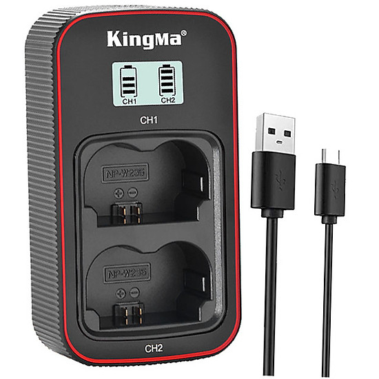 Bộ 2 pin kèm sạc đôi Kingma NP-W235 Ver 4 dung lượng cao cho Fujifilm XT4, XT5, XS20, XH2, XH2s
