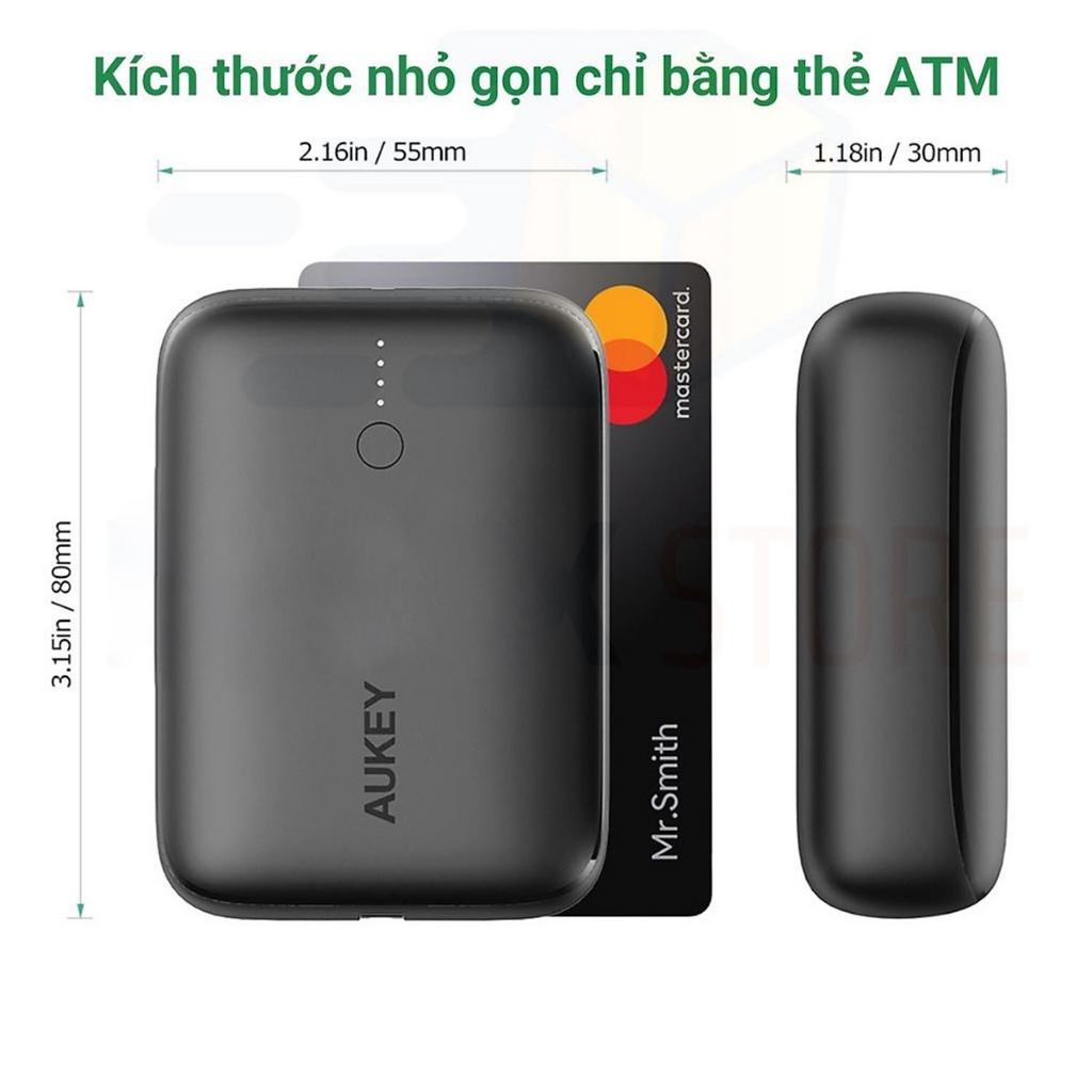 Pin sạc dự phòng Aukey Basix mini PB-N83S 20W PD 10.000mAh