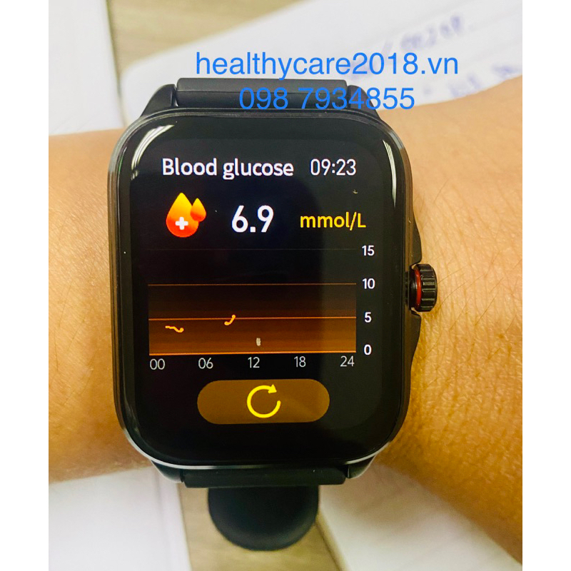 Đồng hồ thông minh theo dõi lượng đường huyết mã HQT90 1.91 Inch, tỉ lệ chính xác đạt 85-95%, model 2023