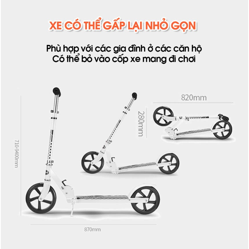 Xe trượt Scooter cỡ lớn, có phanh tay/ phanh chân , bảo hành 12 tháng, chính hãng BBT Global KM988