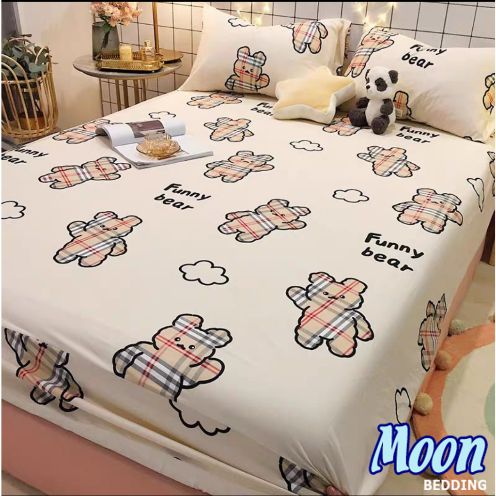 Bộ Ga Gối 3 Món💖m2/m4/m6/m8💖 Ga và 2 Vỏ Gối Nằm, Drap Trải Nệm Cotton Poly Mẫu Tùy Chọn - Moon Bedding