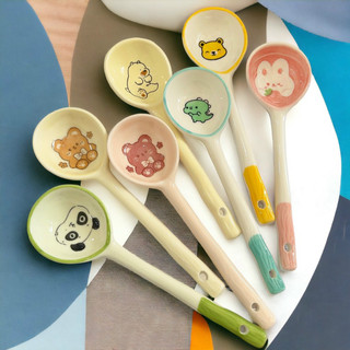 Thìa cơm gốm sứ Bộ bát đĩa decor siêu đáng yêu cực cao cấp thìa sứ dài hoạ tiết cute Xinh Yêu