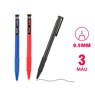 Bút bi bấm deli 6546s ngòi 0.7mm - viết trơn, không lem mực