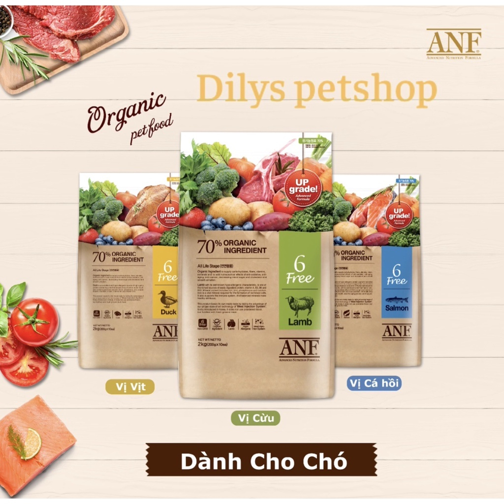 ANF THỨC ĂN HẠT CHO CHÓ HỮU CƠ CAO CẤP 6FREE VỊ CỪU/ VỊT 6KG