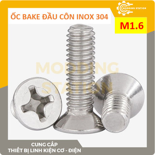Ốc bake đầu côn inox 304 size m1.6x3mm, m1.6x4mm, m1.6x5mm, m1.6x6mm, m1.6x8mm, m1.6x10mm, m1.6x12mm