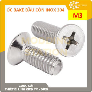 Ốc bake đầu côn inox 304 size m3x4mm, m3x5mm, m3x6mm, m3x8mm, m3x10mm, m3x12mm, m3x16mm, m3x20mm, m3x25mm, m3x30mm, m3x3
