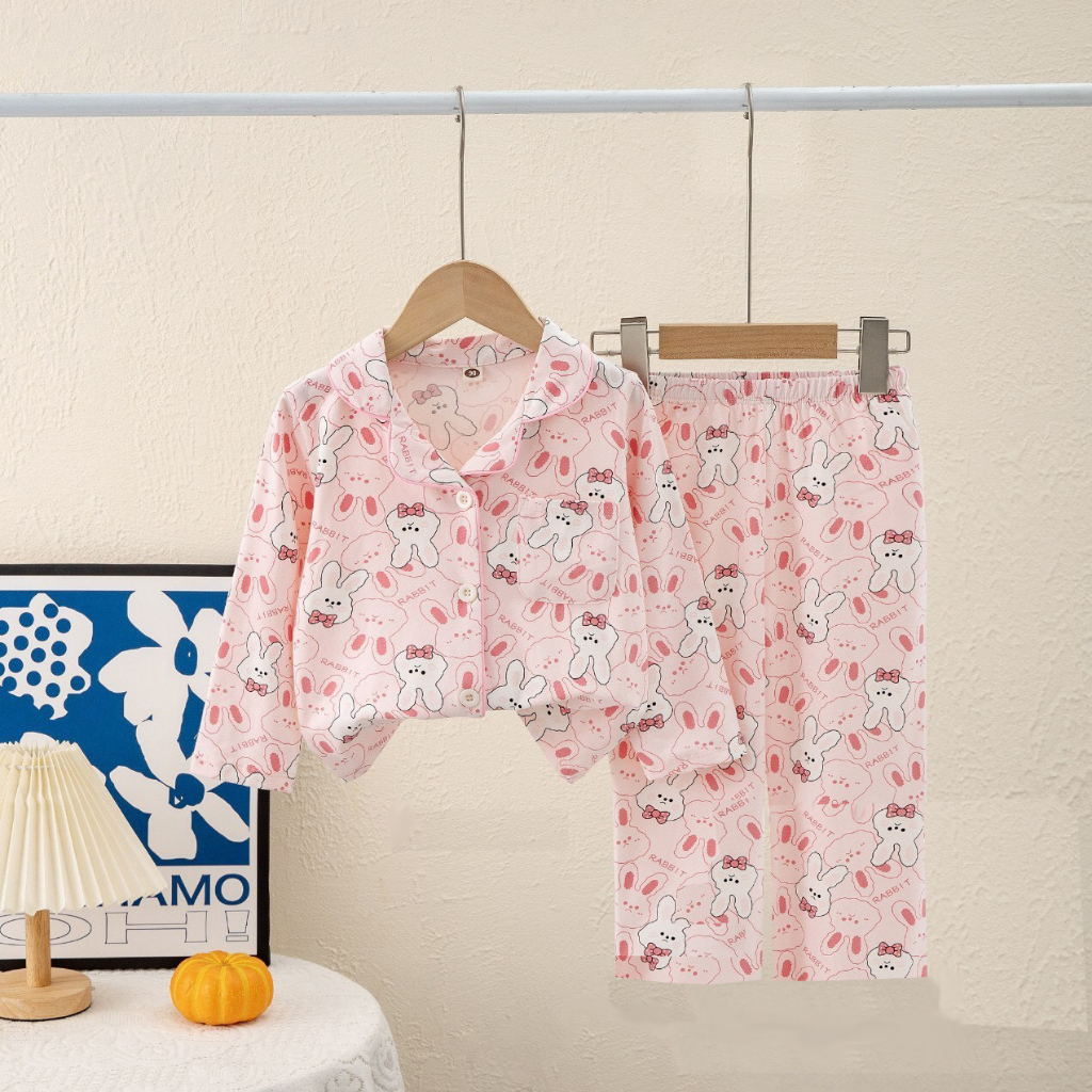 Đồ bộ pijama bé gái 11-25kg chất thun cotton QC cao cấp, đồ bộ dài cho bé mặc ấm