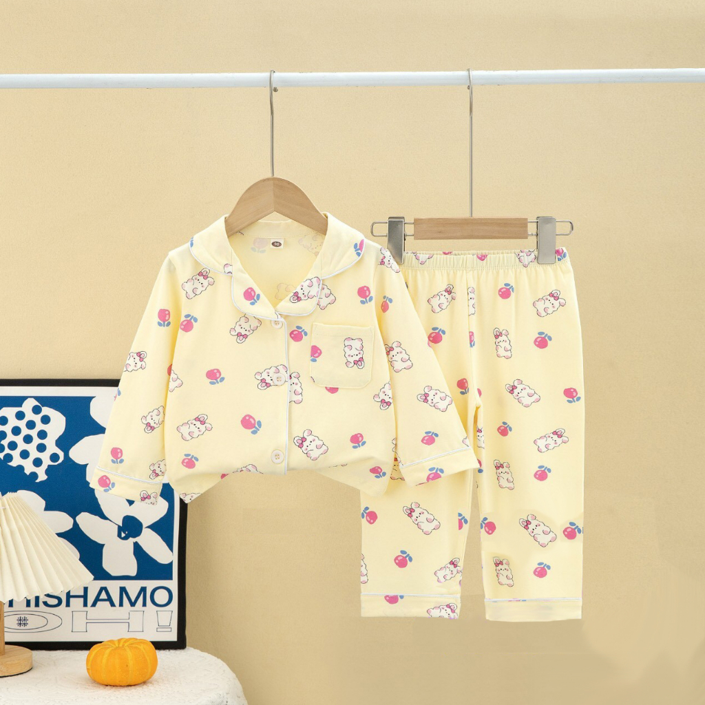 Đồ bộ pijama bé gái 11-25kg chất thun cotton QC cao cấp, đồ bộ dài cho bé mặc ấm