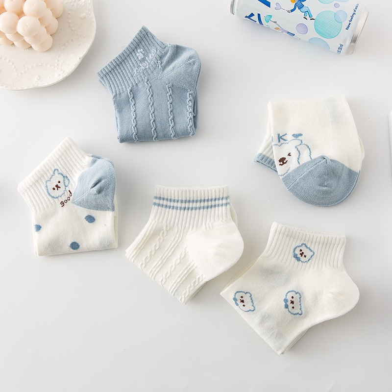 Set 5 Đôi Tất Vớ Nữ Họa Tiết Tone Xanh Phong Cách Hàn Siêu Hot TH1