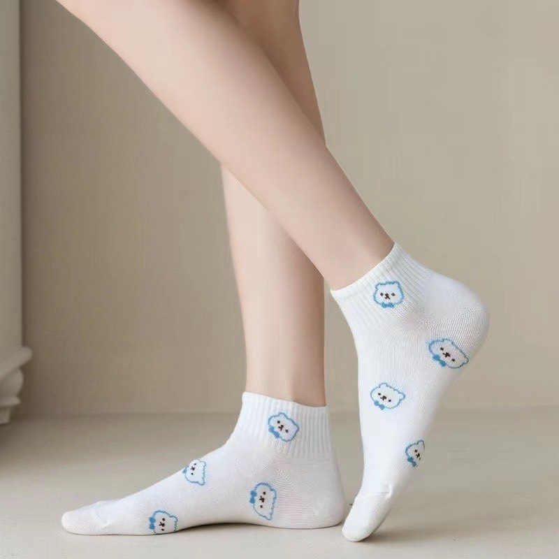 Set 5 Đôi Tất Vớ Nữ Họa Tiết Tone Xanh Phong Cách Hàn Siêu Hot TH1