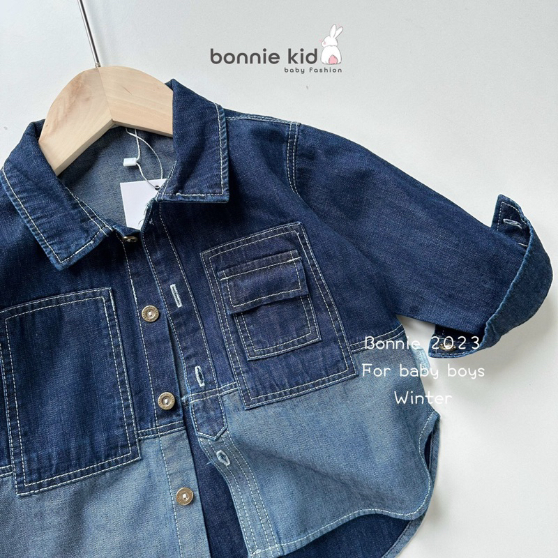 Áo jean loang mix màu cá tính bé trai