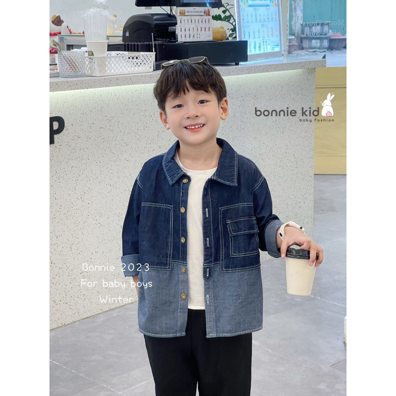 Áo jean loang mix màu cá tính bé trai