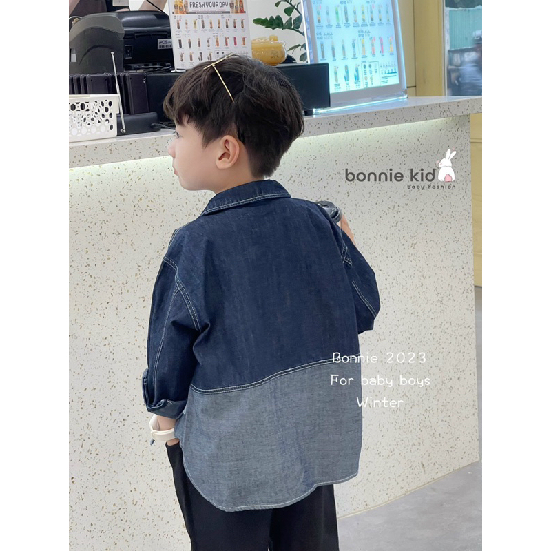 Áo jean loang mix màu cá tính bé trai