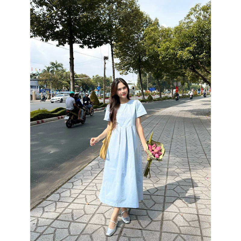 Đầm Babydoll - Túi Chéo - Nút Lưng - Cột Eo