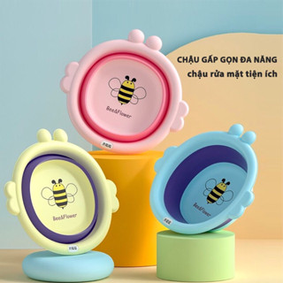 Chậu rửa mặt gấp gọn CON ONG, CON HỔ, CON GẤU, CON THỎ cho bé đồ sơ sinh cao cấp siêu tiện lợi