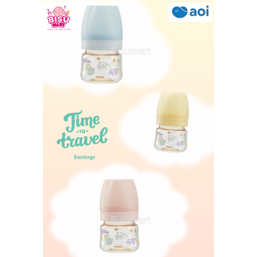 Bình sữa Cổ rộng Aoi Flora PPSU, Bình sữa Chính Hãng cho Bé - 80ml, 180ml, 280ml