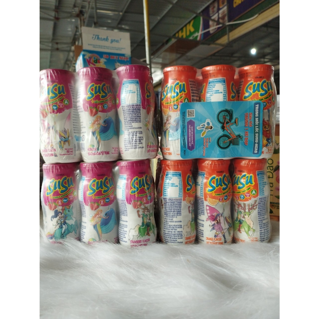 Lốc 6 Lọ Sữa Chua Uống Susu 90ml Hương Dâu/Cam