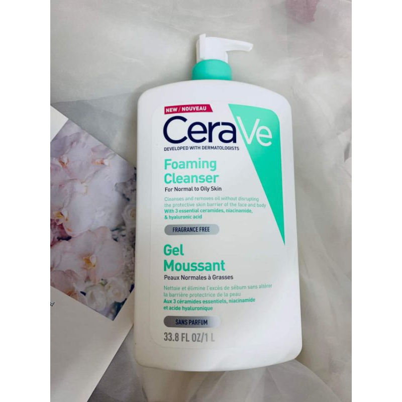 Sữa rửa mặt Cerave dành cho da dầu mụn, da nhạy cảm size 1 lít