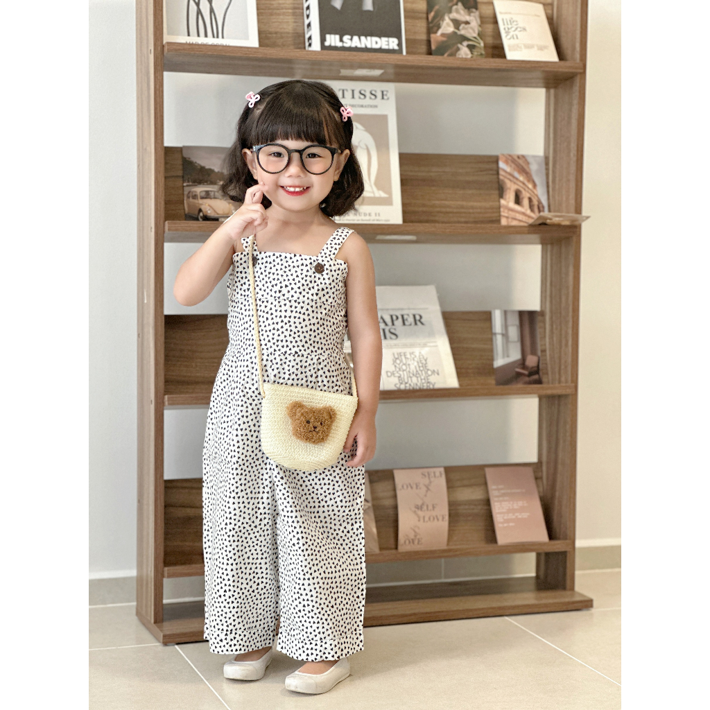 Yếm 2 Dây Họa Tiết Chấm Bi Chất Cotton Thoáng Mát Cho Bé Yêu Từ 9-25Kg - LALA OVERALLS - JSC001 - SAOLA CLOTHING