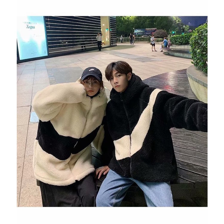 Áo khoác lông cừu  sành điệu, áo khoác bông nam nữ Ulzzang Unisex vải lông ấm áp