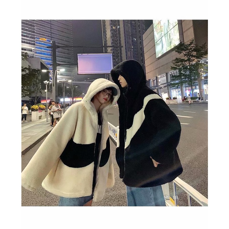 Áo khoác lông cừu  sành điệu, áo khoác bông nam nữ Ulzzang Unisex vải lông ấm áp