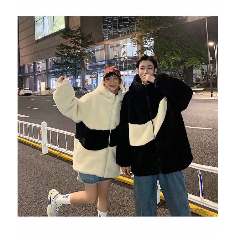 Áo khoác lông cừu  sành điệu, áo khoác bông nam nữ Ulzzang Unisex vải lông ấm áp