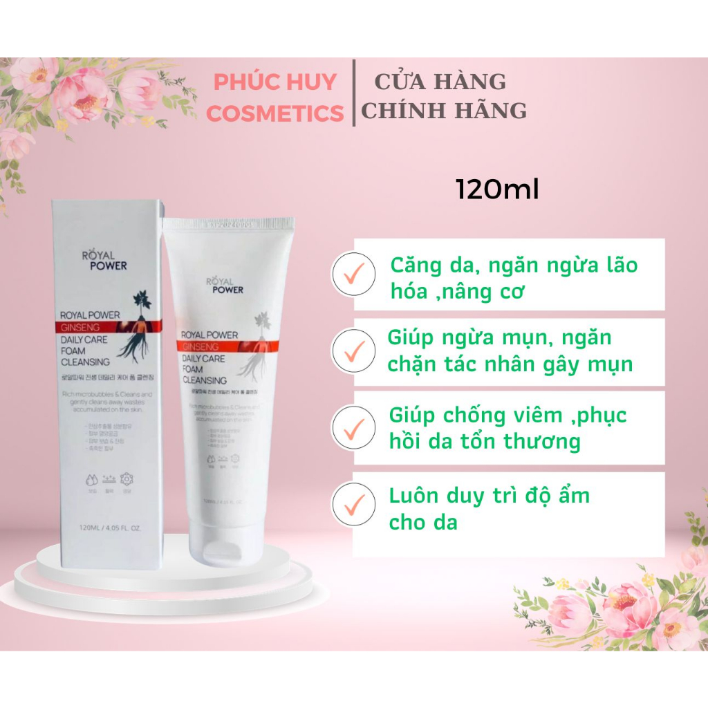 SỮA RỬA MẶTNGỪA LÃO HÓA TRẮNG DA HÔNG SÂM ROYAL POWER 120ML
