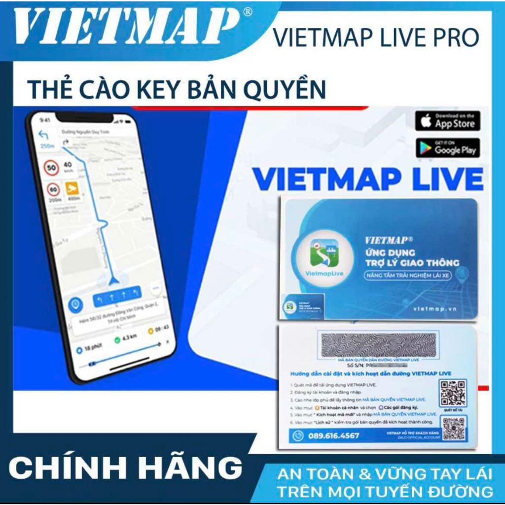 Thẻ phần mềm Vietmap Live Pro Bản Quyền dẫn đường dành cho ô tô, cảnh báo tốc độ, cảnh báo camera phạt nguội và biển báo