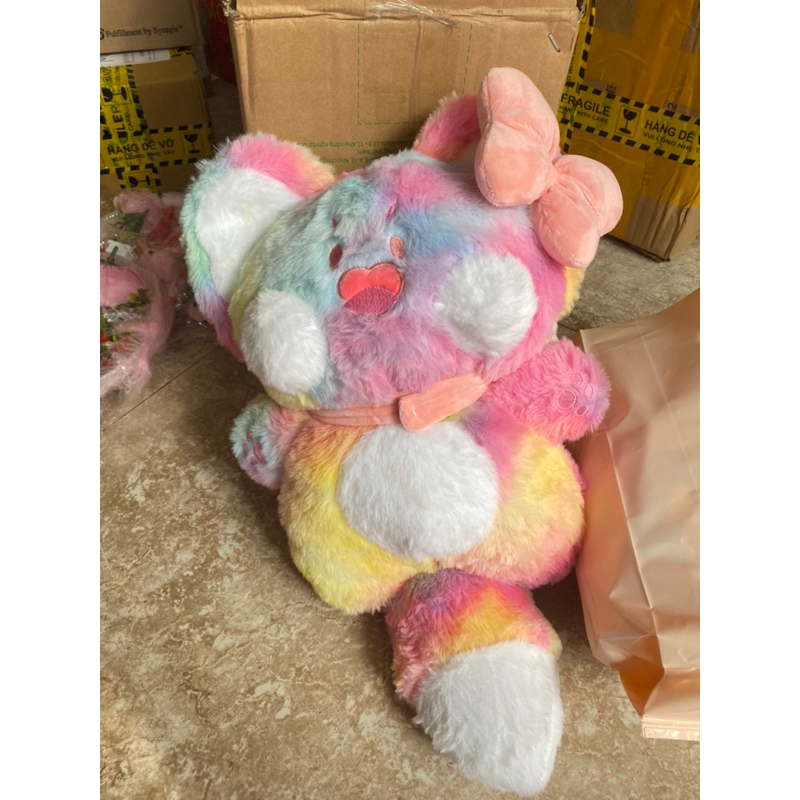 Mèo bông gấu bông dudu màu cầu vồng 45cm