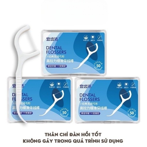 Tăm Chỉ Nha Khoa Dental Flossers Làm Sạch Răng Và Mảng Bám - Hộp 50 Cây Siêu Tốt