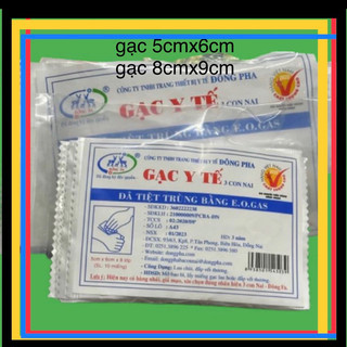 Gạc y tế tiệt trùng ĐÔNG PHA 3 con nai  E.O GAS size miếng 5x6 và 8x9.