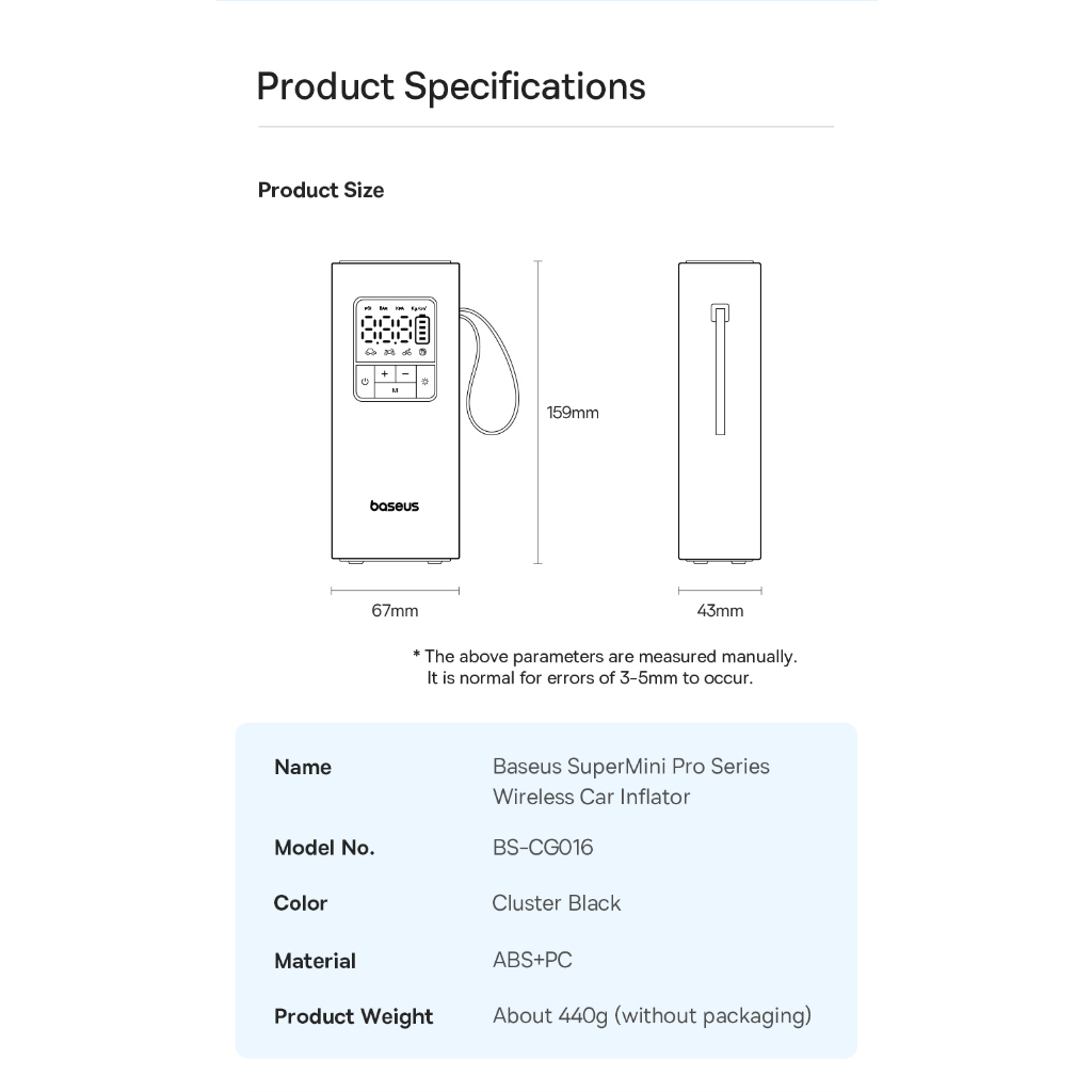 Máy Bơm Lốp Ô Tô Mini Baseus Super Mini Inflator Pump Bơm Siêu Nhanh 4 Lốp Xe Chỉ Trong 25 Phút - TopLink