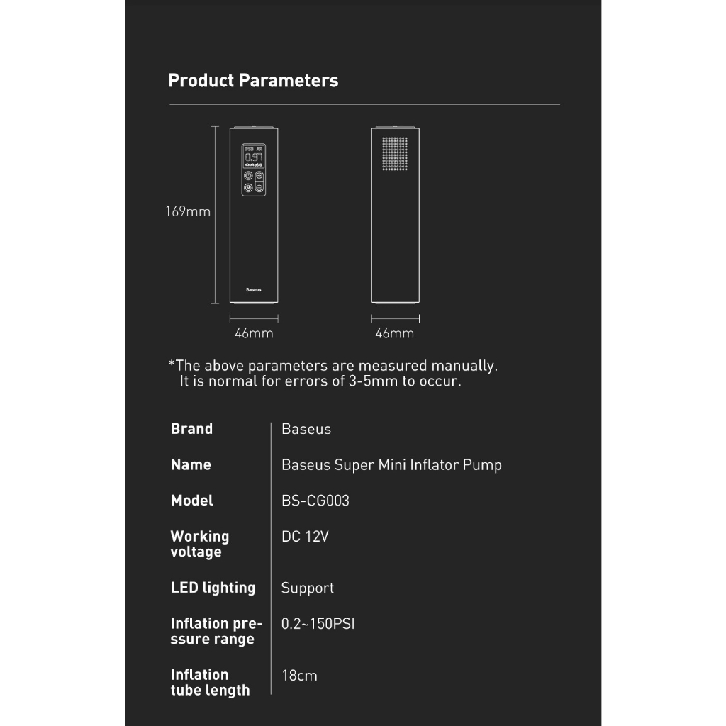 Máy Bơm Lốp Ô Tô Mini Baseus Super Mini Inflator Pump Bơm Siêu Nhanh 4 Lốp Xe Chỉ Trong 25 Phút - TopLink
