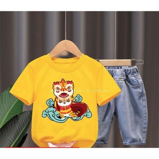 Áo thun cho bé. in hình hổ múa lân nhiều màu siêu đẹp