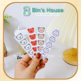 Sticker Gấu/ thỏ dán bình sữa, đồ dùng cho bé