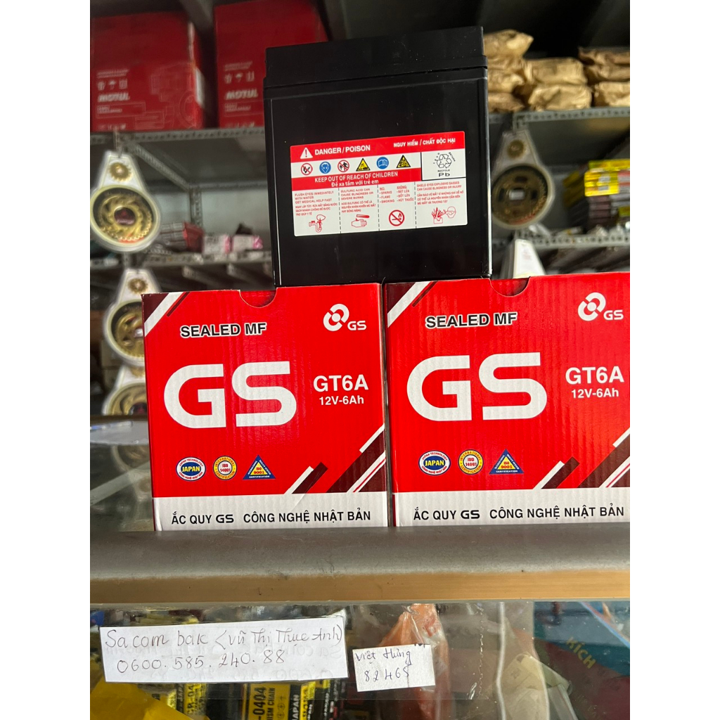 Bình ắc quy 12V -6A GS Dùng chu xe DReam ; Wawe  futute ; sirius ; jupiter taurus suviva