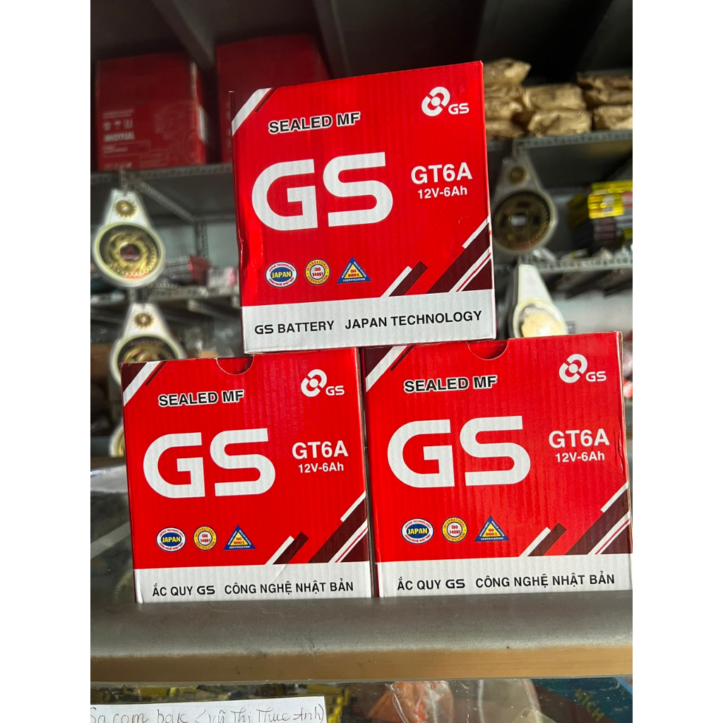 Bình ắc quy 12V -6A GS Dùng chu xe DReam ; Wawe  futute ; sirius ; jupiter taurus suviva
