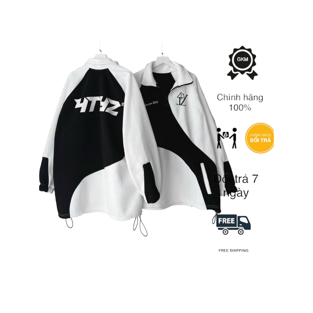 Áo hoodie nam nữ chất nỉ ngoại dày mịn in chữ TYZ Form rộng dây kéo ở cổ phối thân dây rút lai mới tp GKM Fashion