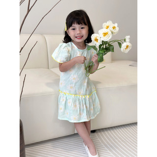 Váy Bé Gái Cổ Tròn Tay Bèo Nhún Tùng Xòe Chất Liệu Muslin Thoáng Mát - BERRY DRESS - DRM029 - SAOLA KIDS CLOTHING