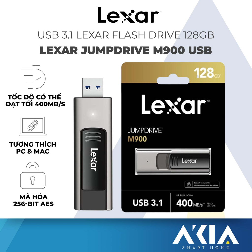 USB 64GB/ 128GB/ 256GB Lexar Jumpdrive M900 Flash Drive, tốc độ đọc 400MB/s, hỗ trợ PC/ MAC