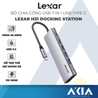 Bộ chia cổng usb 7 in 1 lexar hub h31, 3 cổng usb, 1 cổng hdmi, sạc nhanh, khe thẻ nhớ micro sd/ sd