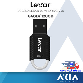Usb 2.0 flash drive lexar jumpdrive v40 64gb/ 128gb, thiết kế nhỏ gọn màu đen