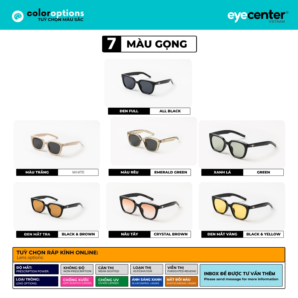 Kính mát nam nữ chính hãng EYECENTER S58S nhựa dẻo siêu nhẹ cao cấp nhập khẩu by Eye Center Vietnam