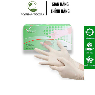 Găng tay cao su y tế vglove không bột 100 chiếc myphamtocspa